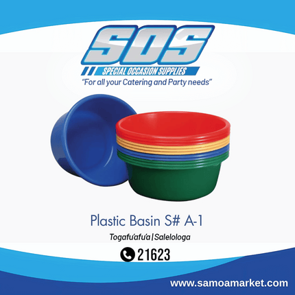 Plastic Basin S# A-1 "Pick Up From S.O.S LTD, Togafuafua"