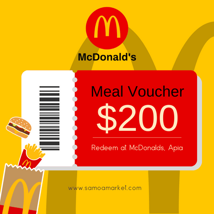 Gift Voucher - $200 Tala worth of food at McDonald's, Apia