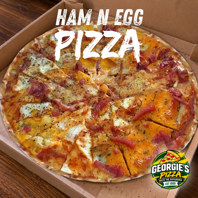 Georgie's Famous Ham and Egg Pizza “PICKUP FROM GEORGIES PIZZA TAUFUSI, UPOLU”
