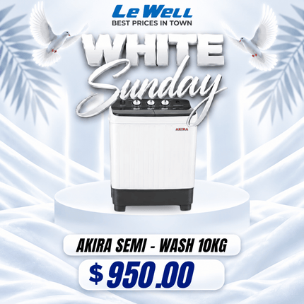 WHITE SUNDAY SPECIAL Akira Washing Machine Semi 10kg (PICK UP FROM LE WELL COMPANY SAVALALO ONLY)