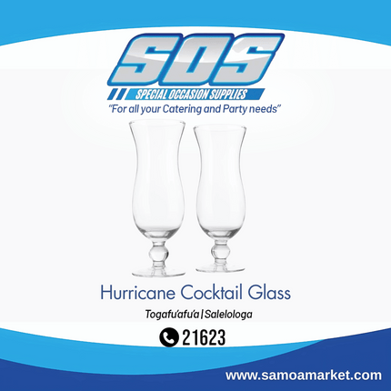 Hurricane Cocktail Glass "Pick Up From S.O.S LTD, Togafuafua"