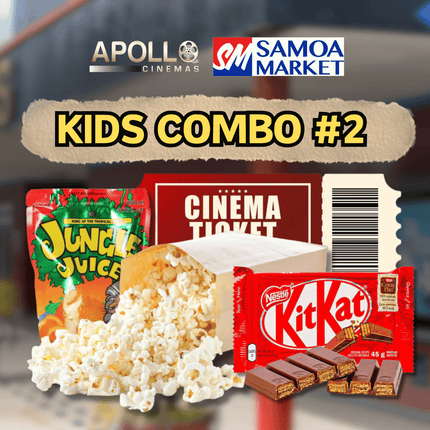 Kids Combo #2 - "1 X KIDS TICKET, 1 X KIT KAT, 1 X MED. POPCORN, 1 X JUNGLE JUICE"