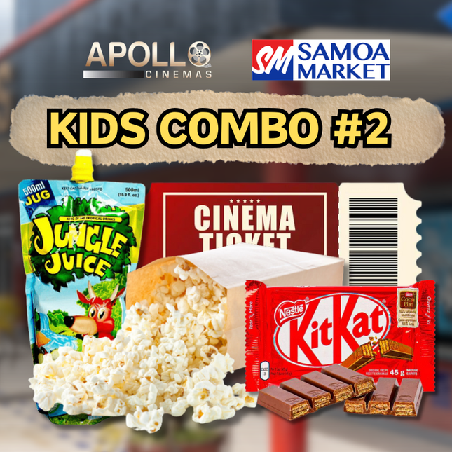 Kids Combo #2 - "1 X KIDS TICKET, 1 X KIT KAT, 1 X MED. POPCORN, 1 X LGE JUNGLE JUICE"