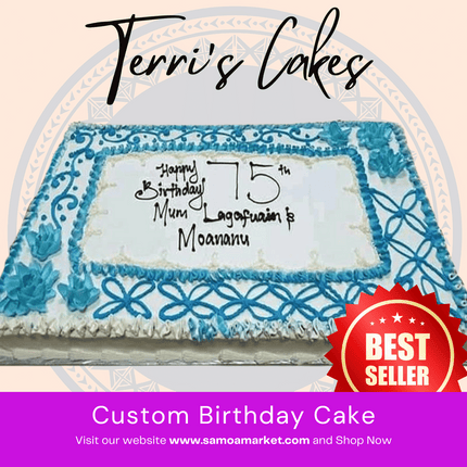 Custom Birthday Cake similar style to Picture from Terri's Cakes, Taufusi (24HRS NOTICE REQUIRED, PICKUP UPOLU ONLY)