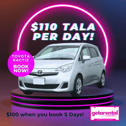 Toyota Ractiz 5 Seater (Silver) Small Car - Rental Car Price Per Day [3 DAY MINIMUM] Please contact us first