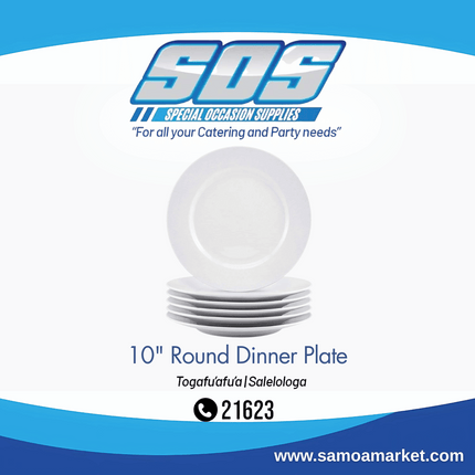10" Round Dinner Plate "Pick Up From S.O.S LTD, Togafuafua"