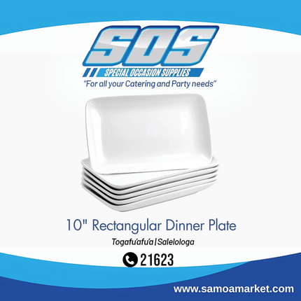10" Rectangular Dinner Plate "Pick Up From S.O.S LTD, Togafuafua"
