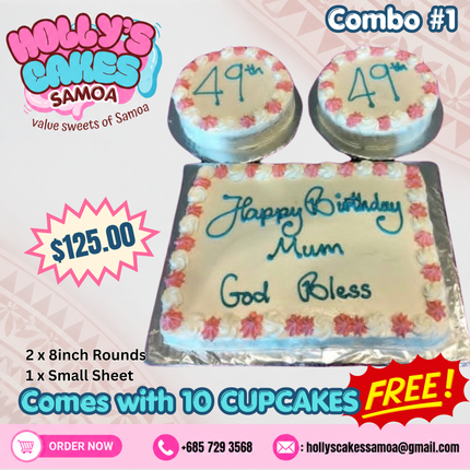 White Sunday Combo 1 & FREE CUPCAKES "PICK UP AT VAITELE MARKET SHOP #R8, UPOLU"