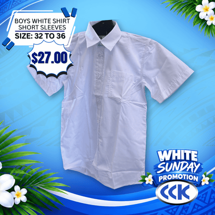 White Shirt Short Sleeves(Size 32 to 36)"PICKUP AT CCK CLOTHING STORE SALEUFI, VAITELE or SALELOLOGA"