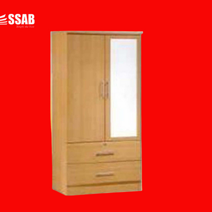 2 DOOR 2 DRAWER WAWRDROBE WITH MIRROR "PICK UP AT SSAB MEGA STORE ONLY" - 1