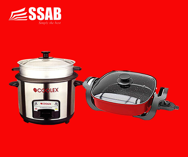 ELECTRIC SKILLET FRYPAN /COOLEX RICE COOKER 2.2L/12 CUP WITH STEAMER "PICK UP FROM SSAB MEGA STORE TOGAFUAFUA ONLY" - 1