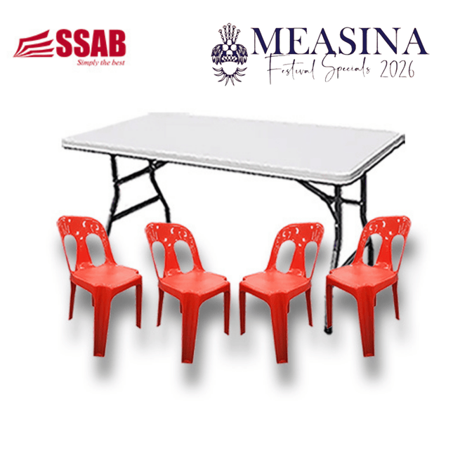 4xPipee Chairs Assorted Colors/Folding Table Regular 6ft