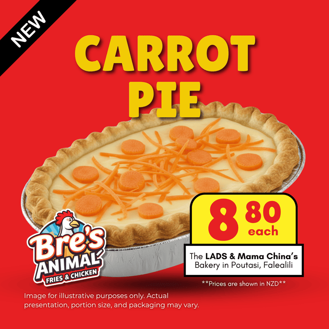 Carrot Pie "PICKUP FROM BRE'S ANIMAL FRIES AT VAILIMA"