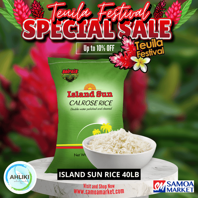 Island Sun Rice 40lb Green Bag "PICKUP FROM AH LIKI WHOLESALE"