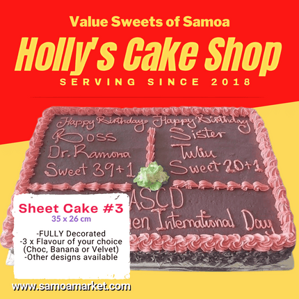 Sheet Cake #3 35x26cm "PICK UP AT VAITELE MARKET SHOP #R8, UPOLU"
