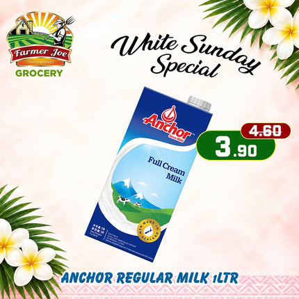 WHITE SUNDAY SPECIAL! Anchor Regular Milk 1L "PICKUP FROM FARMER JOE SUPERMARKET VAITELE ONLY"