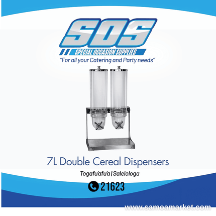 7L Double Cereal Dispensers "Pick Up From S.O.S LTD, Togafuafua"
