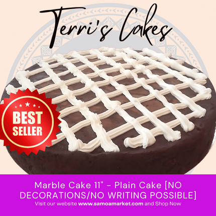 Marble Cake 11" - Plain Cake [NO DECORATIONS/NO WRITING POSSIBLE] Pickup from Terri's Cakes, Taufusi [24 hours notice required]