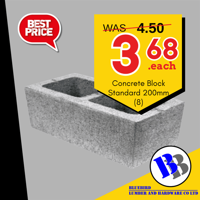BBL SPECIAL 2026 Concrete Block Standard 200mm (8) - "PICKUP FROM BLUEBIRD LUMBER & HARDWARE UPOLU ONLY"