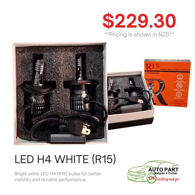 LED H4 WHITE (R15) "PICKUP FROM AUTO PARTS, MATAUTU"