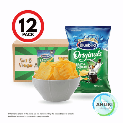 Bluebird Potato Chips Salt & Vinegar 12PACK x 150g [NOT AVAIL AT VAITELE BRANCH] "PICKUP FROM AH LIKI WHOLESALE"