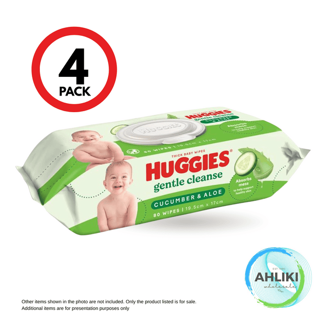 Huggies Baby Wipes Cucumber & Aloe 4PACK x 80 (92777A) [SORRY, SOLD OUT] "PICKUP FROM AH LIKI WHOLESALE"