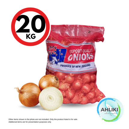 NZ Onions 20Kg Bag "PICKUP FROM AH LIKI WHOLESALE"