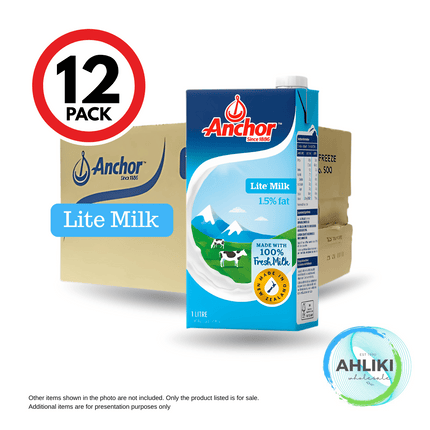 Anchor Milk Lite 12PACK x 1LITRE [NOT AVAIL AT HQ & TAUFUSI] "PICKUP FROM AH LIKI WHOLESALE"