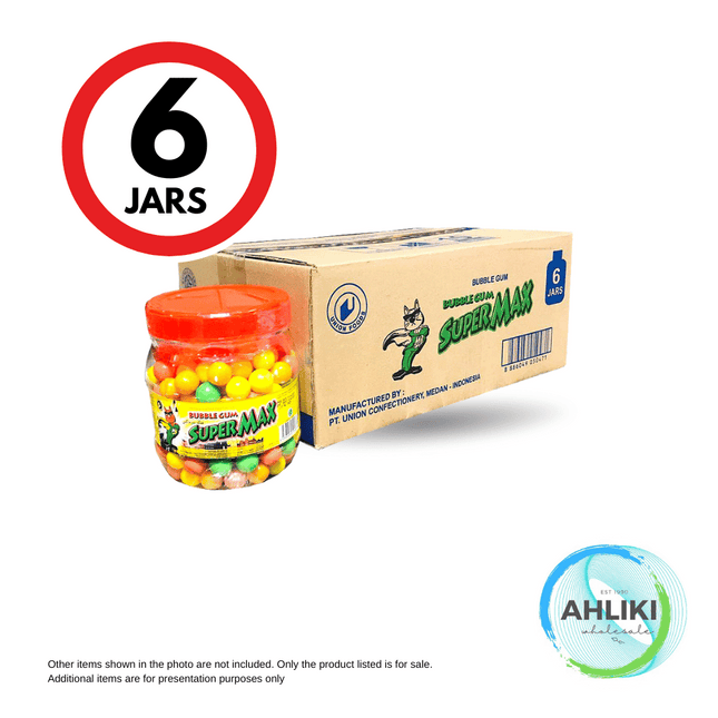 Supermax Bubble Gum 200pcs x 6 Jars [SORRY, SOLD OUT] "PICKUP FROM AH LIKI WHOLESALE"