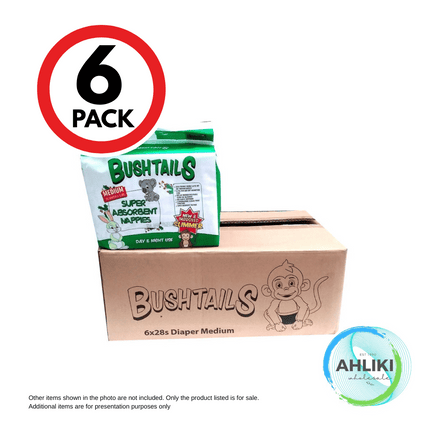 Bushtail Baby Diaper Medium 28 x 6PACK "PICKUP FROM AH LIKI WHOLESALE"