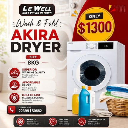 AKIRA Dryer 8kg (PICK UP FROM LE WELL COMPANY SAVALALO ONLY)