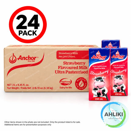Anchor Strawberry Milk 24PACK x 250mls "PICKUP FROM AH LIKI WHOLESALE"