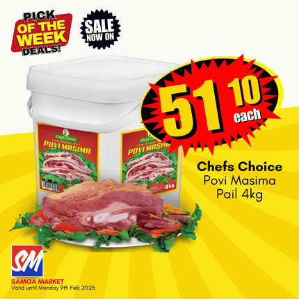 Chefs Choice Povi Masima 4kg Pail "PICKUP FROM AH LIKI WHOLESALE"