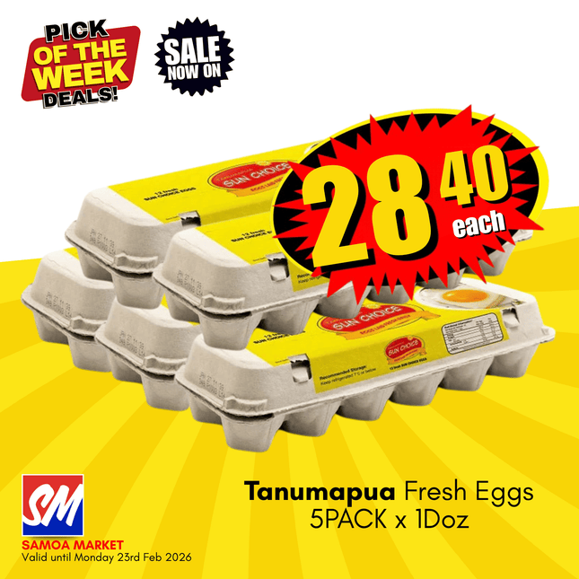 Tanumapua Fresh Eggs 5PACK x 1Doz "PICKUP FROM AH LIKI WHOLESALE"