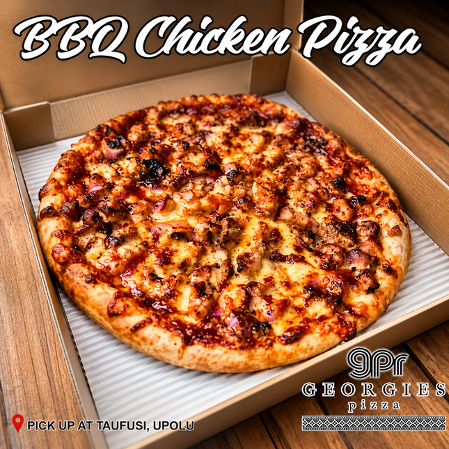 BBQ Chicken Pizza “PICKUP FROM GEORGIES PIZZA TAUFUSI, UPOLU”