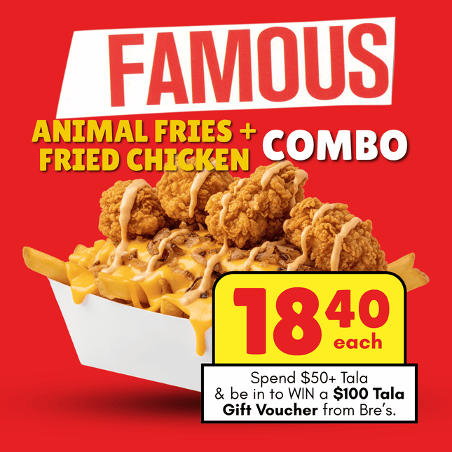 Animal Fries + Fried Chicken COMBO "PICKUP FROM BRE'S ANIMAL FRIES AT VAILIMA"