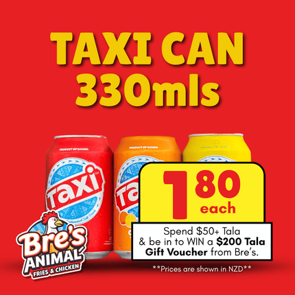 Taxi Can 330mls "PICKUP FROM BRE'S ANIMAL FRIES AT VAILIMA"