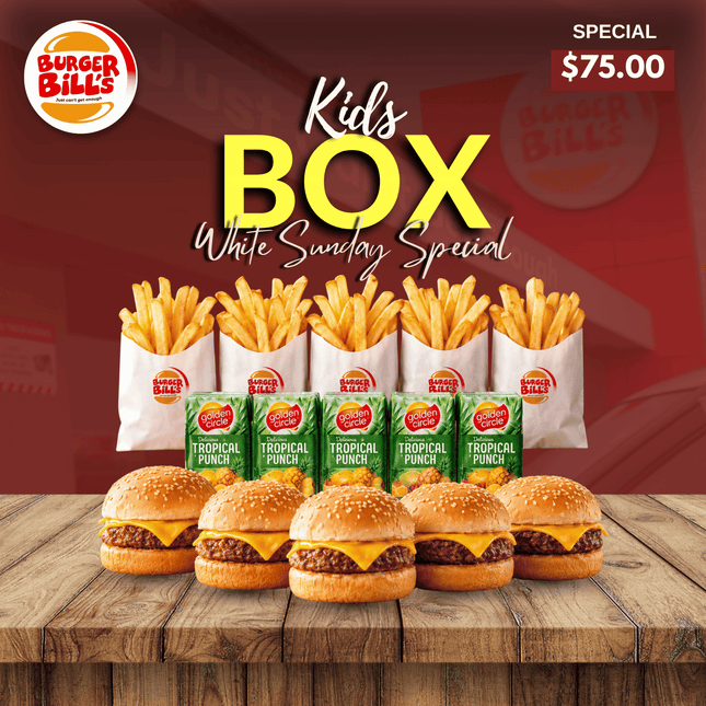 KIDS BOX White Sunday Special "PICKUP FROM BURGER BILLS VAITELE ONLY"