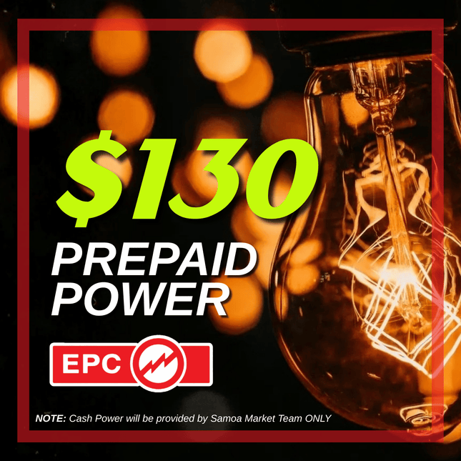 Prepaid Power Voucher - $130 Tala - Must provide Meter Number + Reg. Name to avoid delays (Supplied by Samoamarket.com, only during Working Hours)