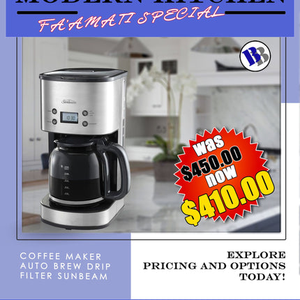 FAAMATI SPECIAL  - Coffee Maker Auto Brew Drip Filter Sunbeam  "PICKUP FROM BLUEBIRD LUMBER & HARDWARE"