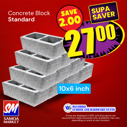 SUPASAVER! 10 x Concrete Block Standard 150mm (6 inch) - "PICKUP FROM BLUEBIRD LUMBER & HARDWARE UPOLU ONLY"