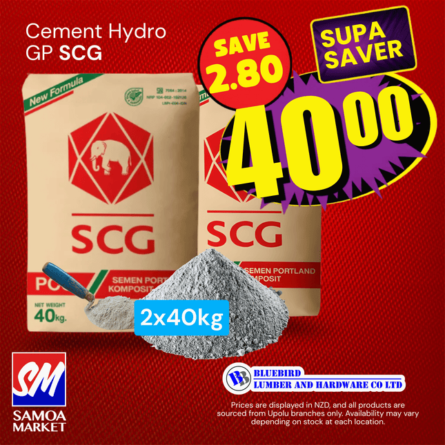 SUPASAVER! 2 x Cement Hydro GP 40kg SCG - "PICKUP FROM BLUEBIRD LUMBER & HARDWARE UPOLU ONLY"