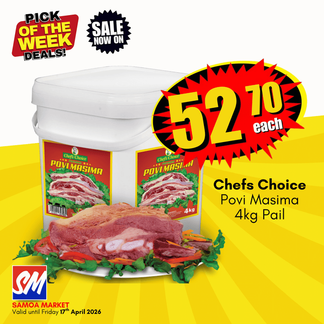Chefs Choice Povi Masima 4kg Pail "PICKUP FROM AH LIKI WHOLESALE"