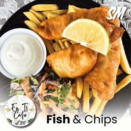 Fish & Chips with Salad "PICKUP FROM ENT'S CAFE at FUGALEI"