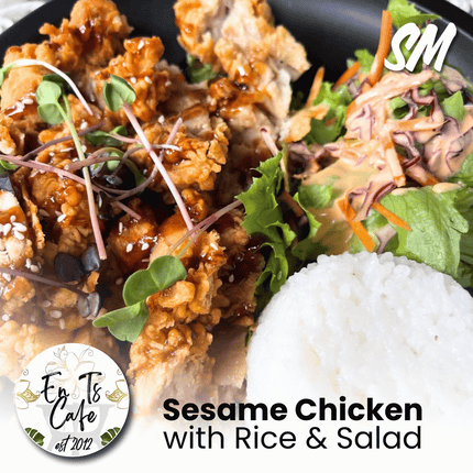 Sesame Chicken with Rice & Salad "PICKUP FROM ENT'S CAFE at FUGALEI"