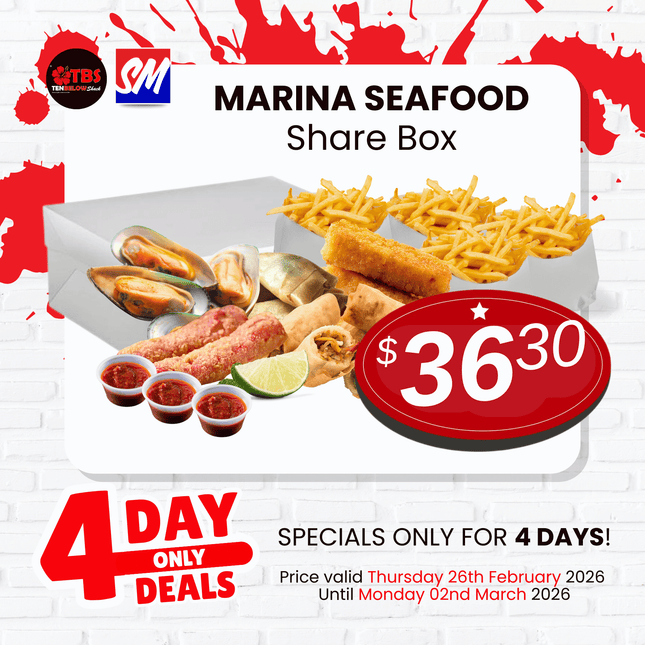 4 DAY ONLY DEAL! Marina Seafood Share Box "PICK UP FROM TBS, SALEUFI"