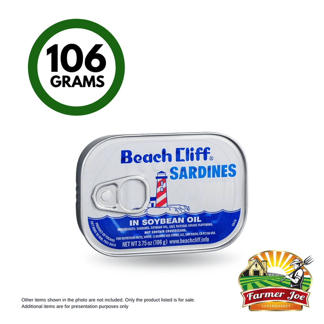 Sardines In Soybean Oil 106G "PICKUP FROM FARMER JOE SUPERMARKET VAITELE ONLY"