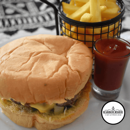 Cheese Burger "PICK UP AT SAVAII HARBOURSIDE CAFE & PIZZA BAR ONLY"
