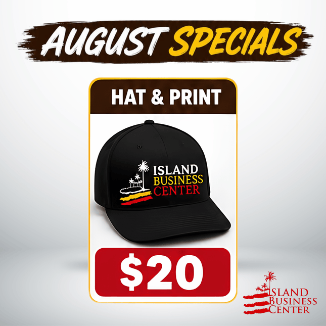 Hat Printing "PICKUP FROM ISLAND BUSINESS CENTER at FUGALEI"
