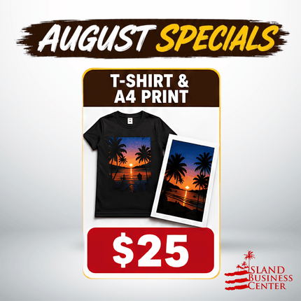 T-Shirt & A4 Print "PICKUP FROM ISLAND BUSINESS CENTER at FUGALEI"